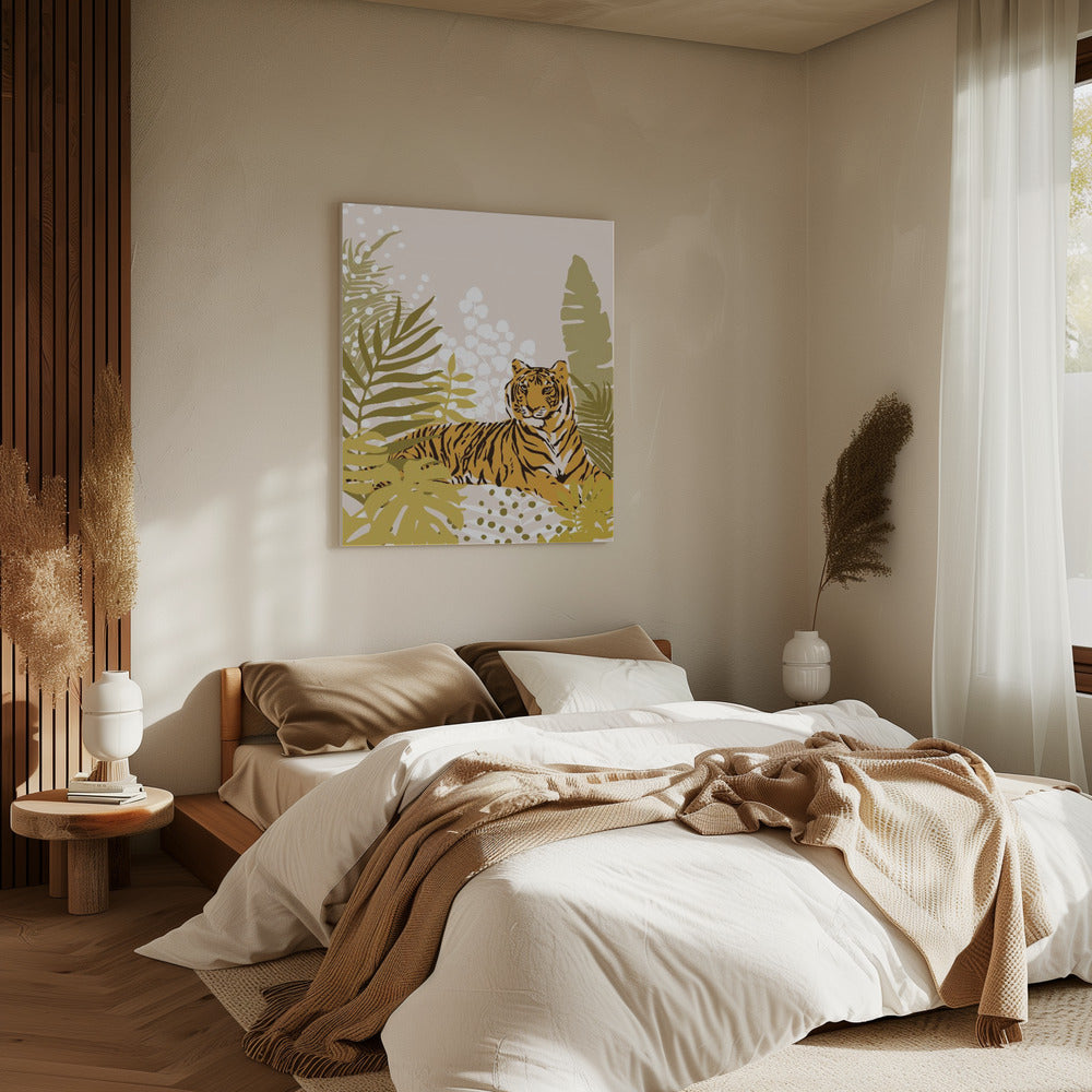 Tijger liggend door Cats and Dotz 30 x 42 inch | Canvas