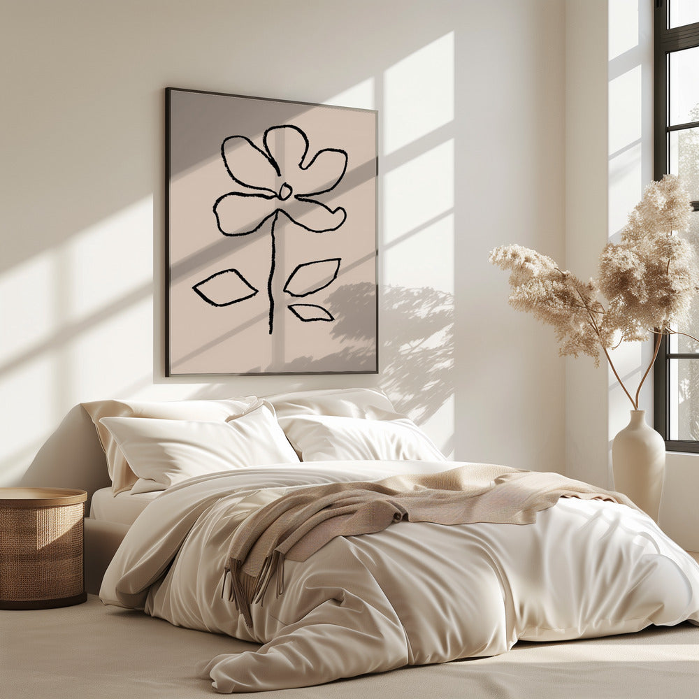 Oliepastel Bloem Zwart | Poster