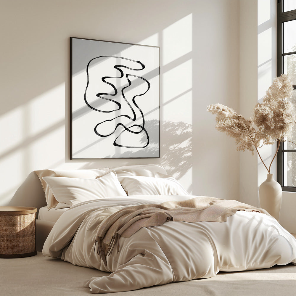Gebogen monochrome paden | Poster