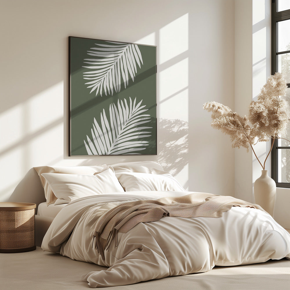 PALMBLAD 06 GROEN WIT | Poster