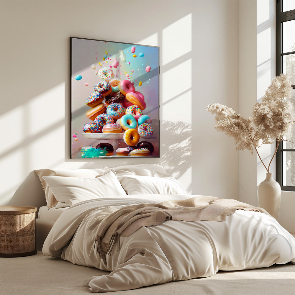 Kleurrijke donutcascade | Poster