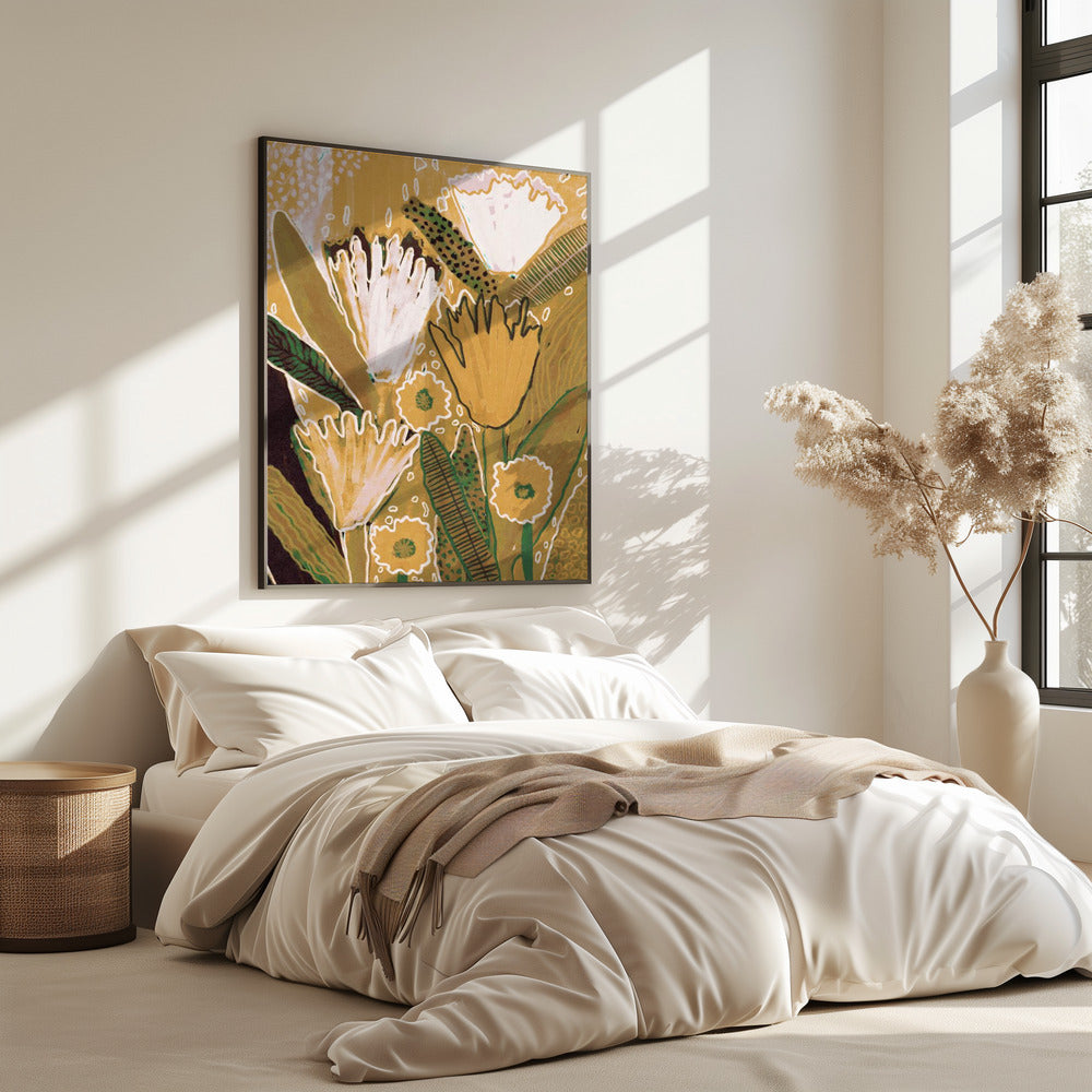 Magische wilde bloemen / Geel &amp; Groen | Poster