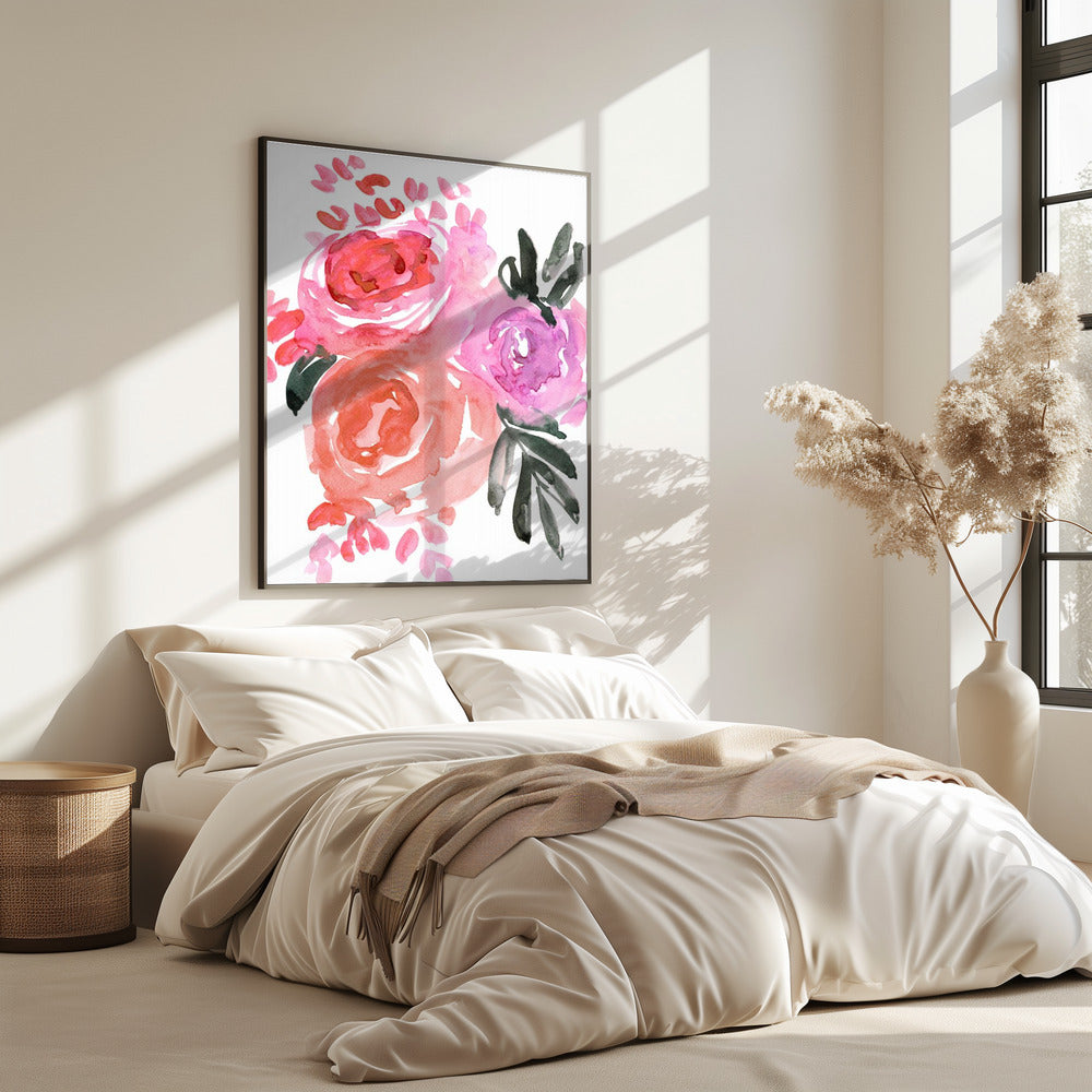 Maeko losse aquarel bloemen I | Poster