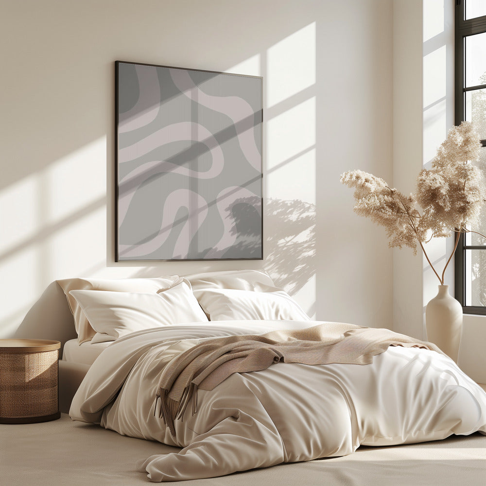 White Lines On A Muted Grey Background | Poster