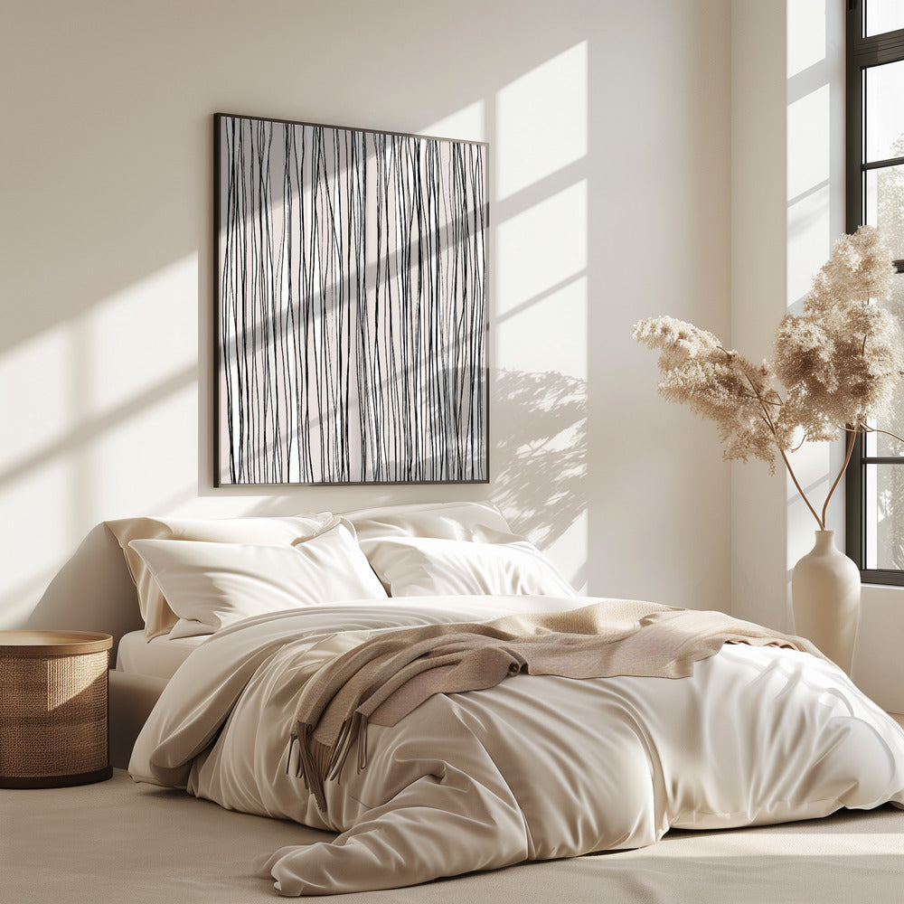 Zwart op beige lijnen | Poster
