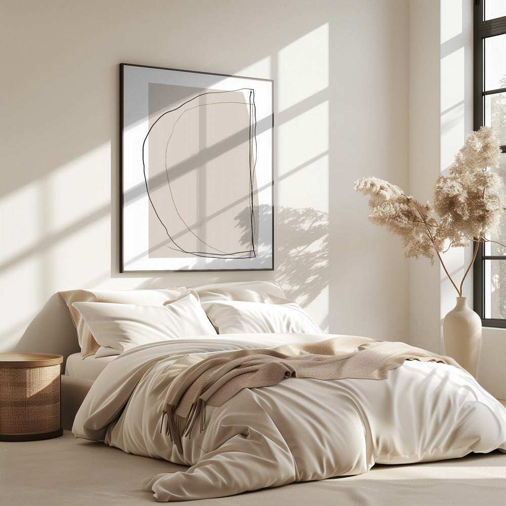 Elegante lijnkunst op een neutrale beige achtergrond | Poster