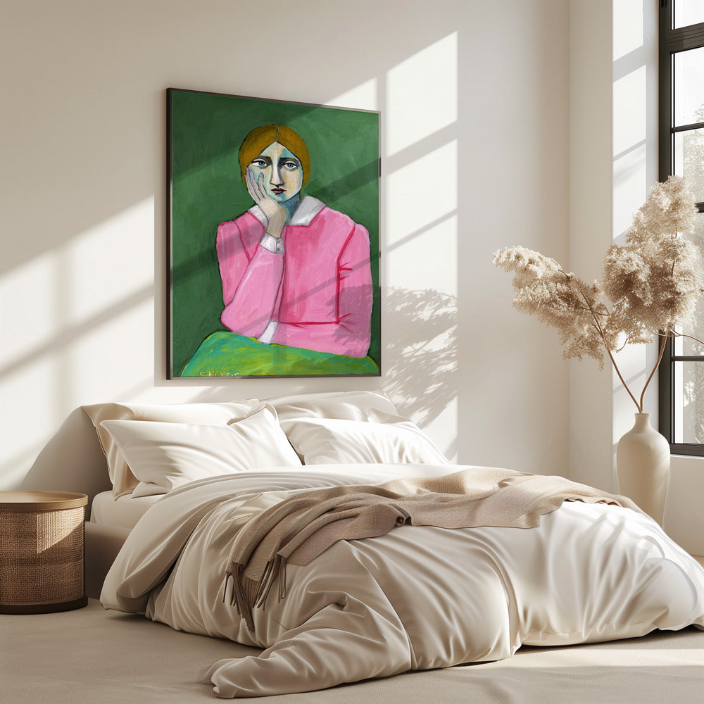 Vintage dame in roze | Poster