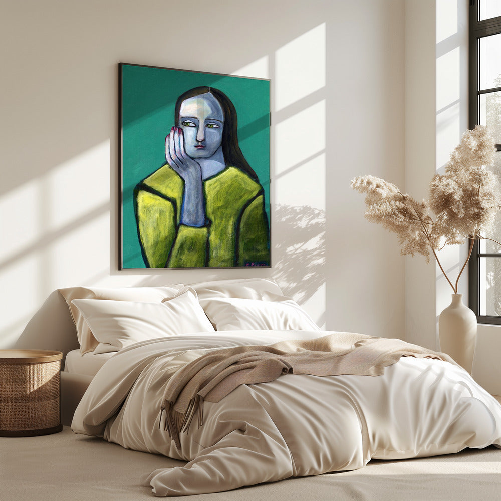 Vrouw met grote handen | Poster