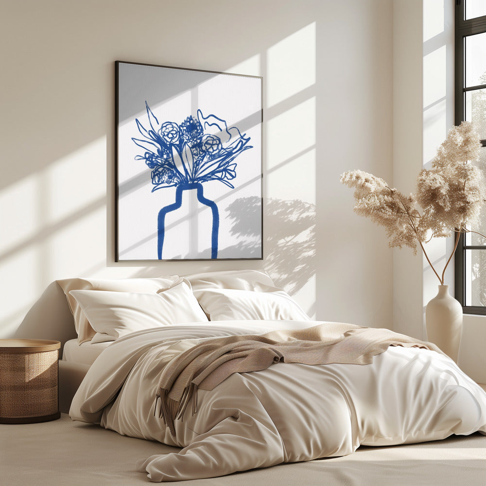 Blauwe vaasboeket | Poster
