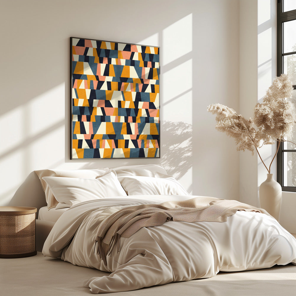 Regenboog Plus Vormen Blauw Mosterd14 | Poster