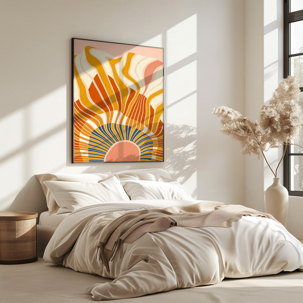 Regenboog Plus Vormen Blauw Mosterd12 | Poster