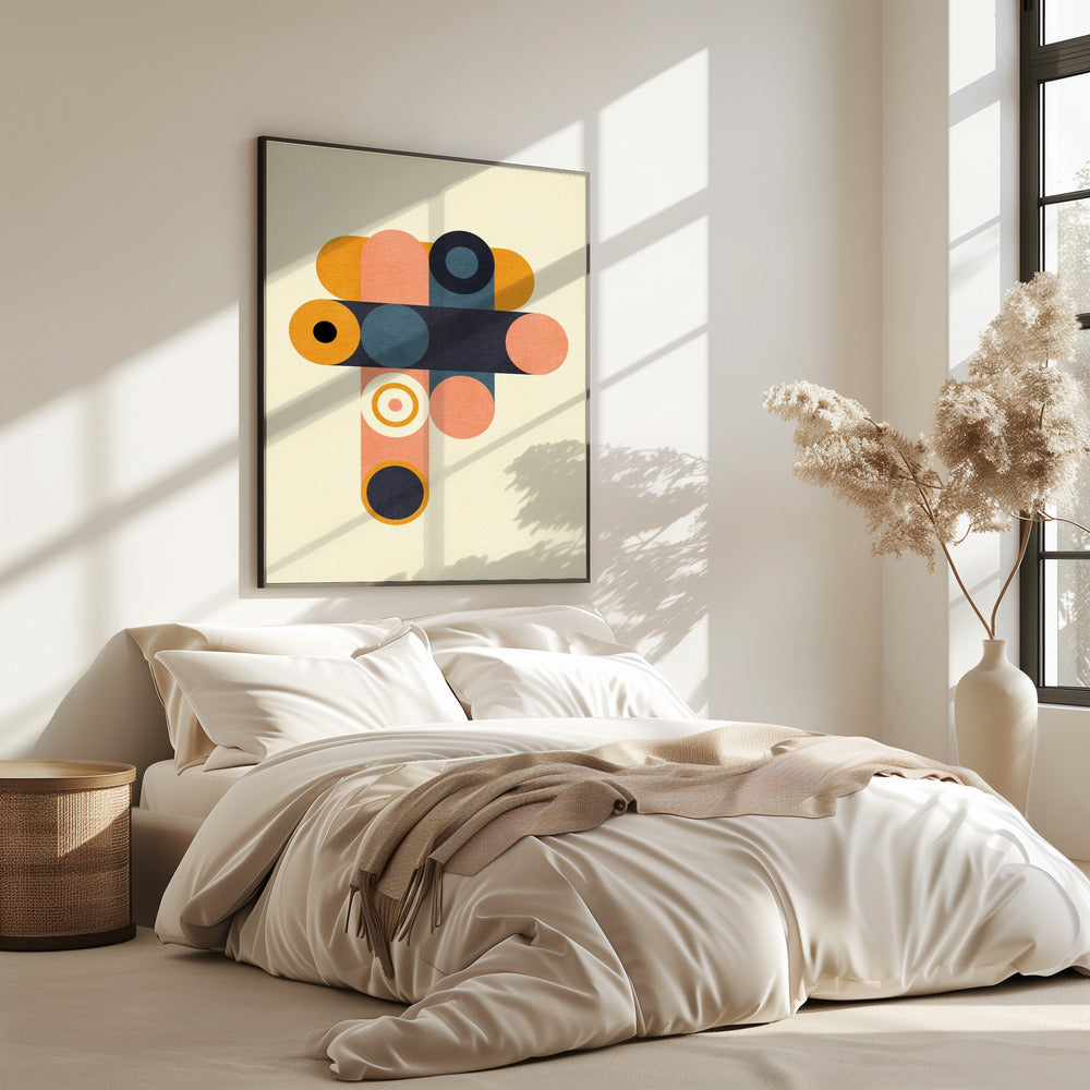 Regenboog Plus Vormen Blauw Mosterd8 | Poster