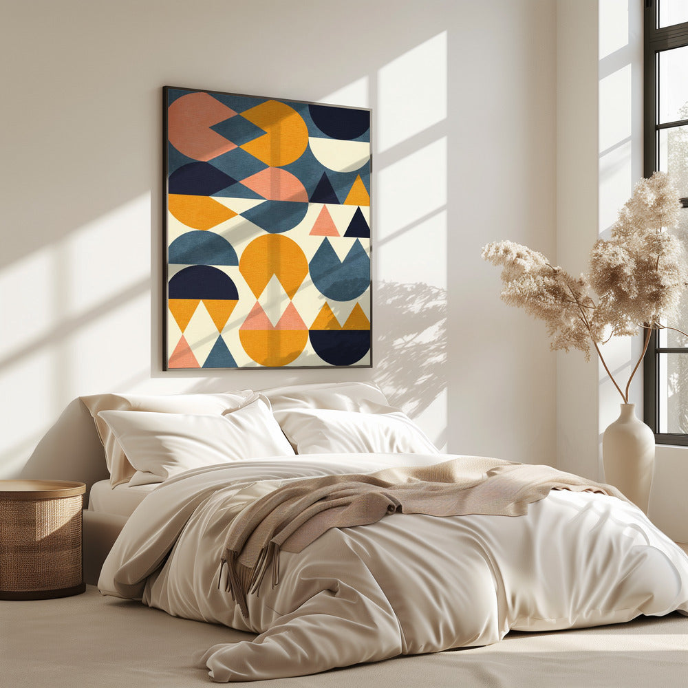 Regenboog Plus Vormen Blauw Mosterd6 | Poster