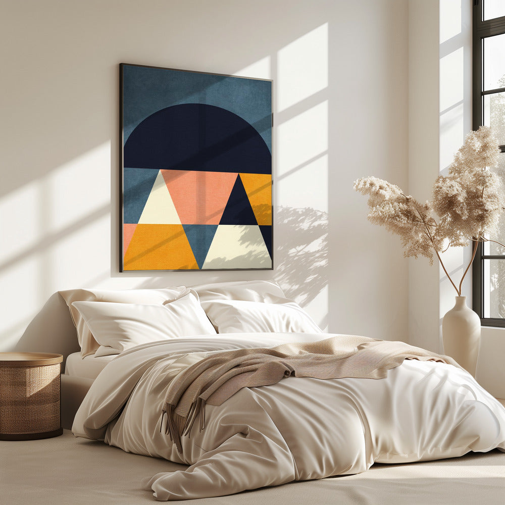 Regenboog Plus Vormen Blauw Mosterd4 | Poster