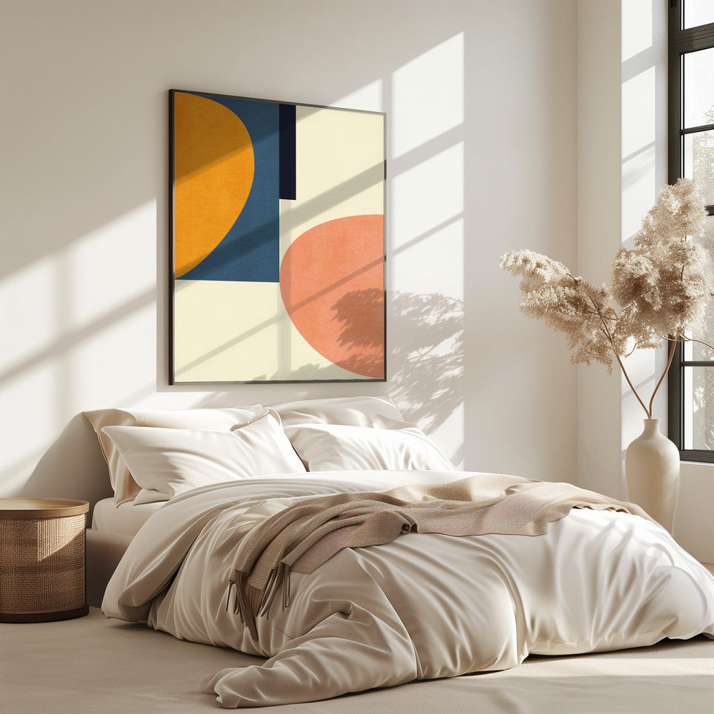 Regenboog Plus Vormen Blauw Mosterd1 | Poster