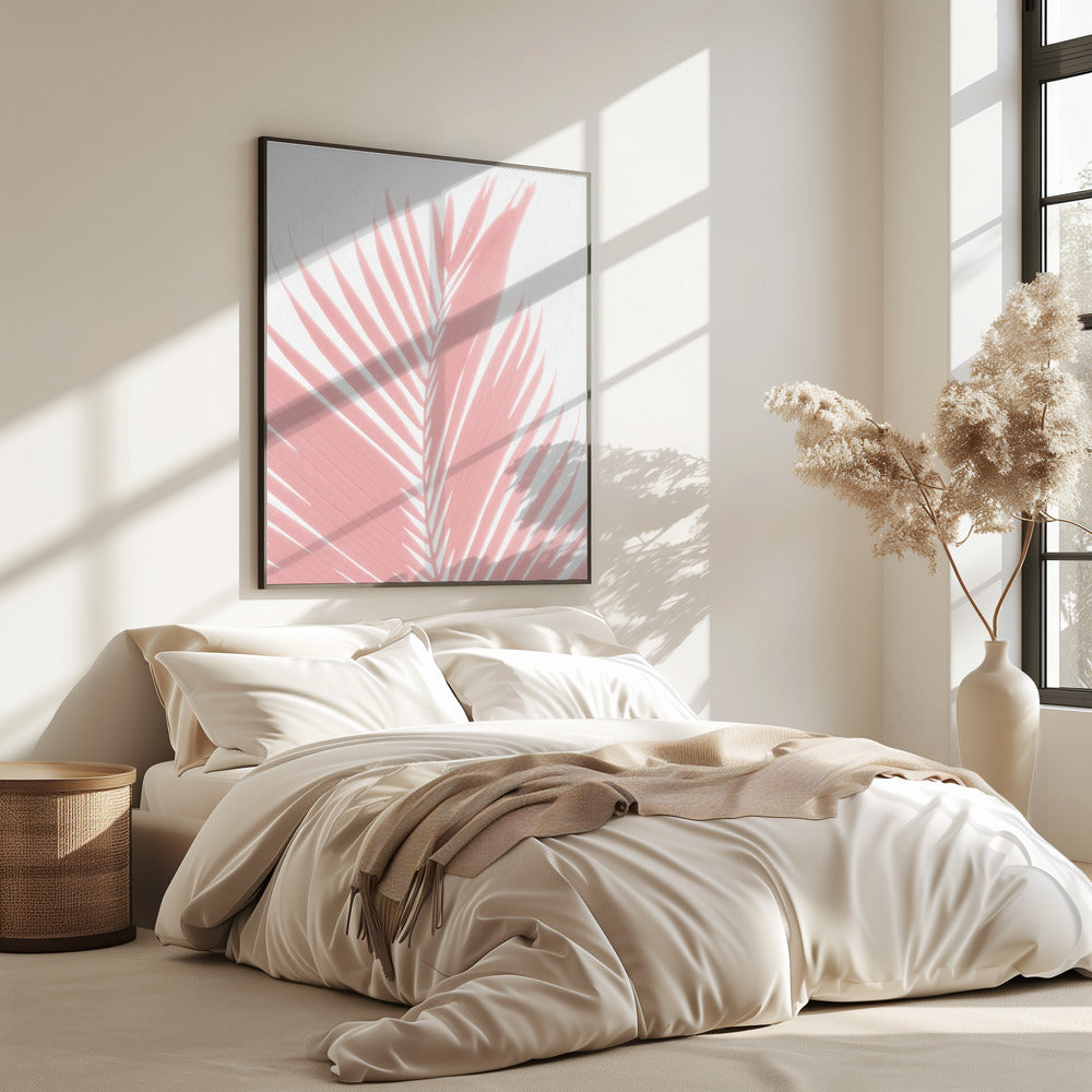 Pink Palm Leaves Silhouette | Poster
