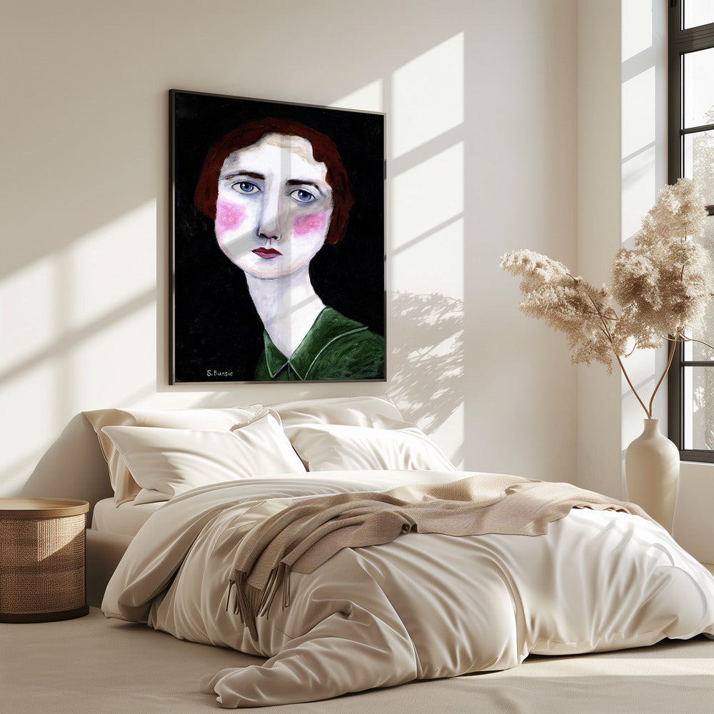 Vintage Vrouw met roze wangen | Poster