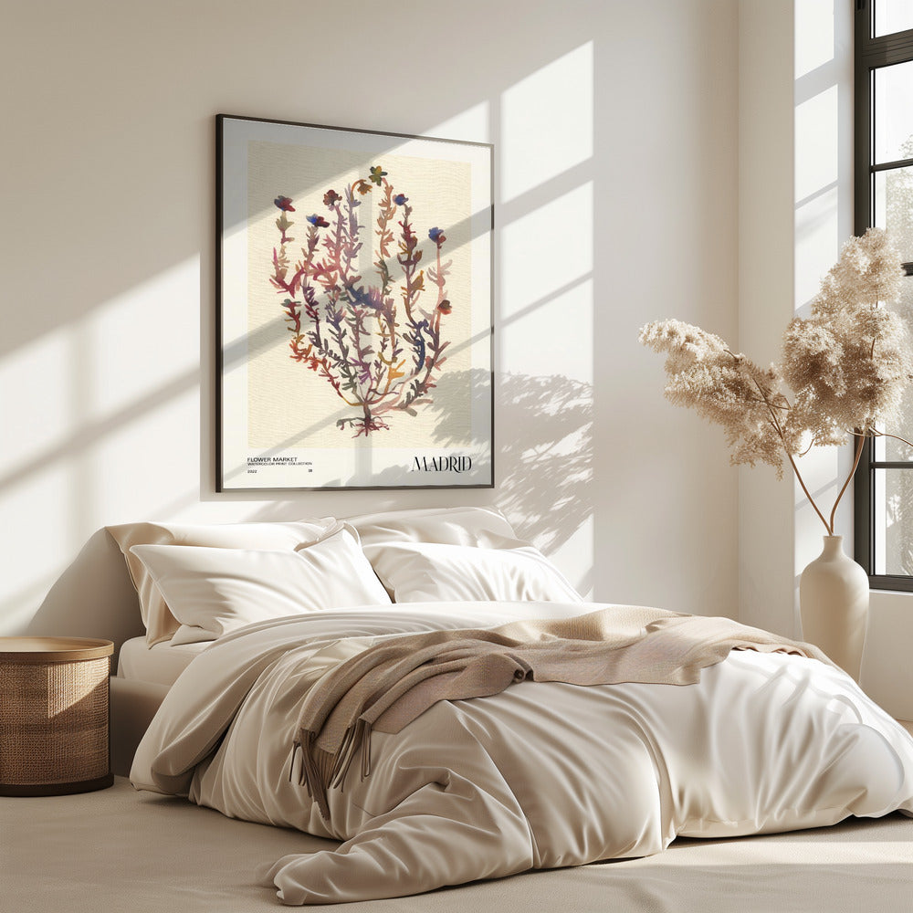 Collectie aquarelprints. Bloemenmarkt - Madrid | Poster