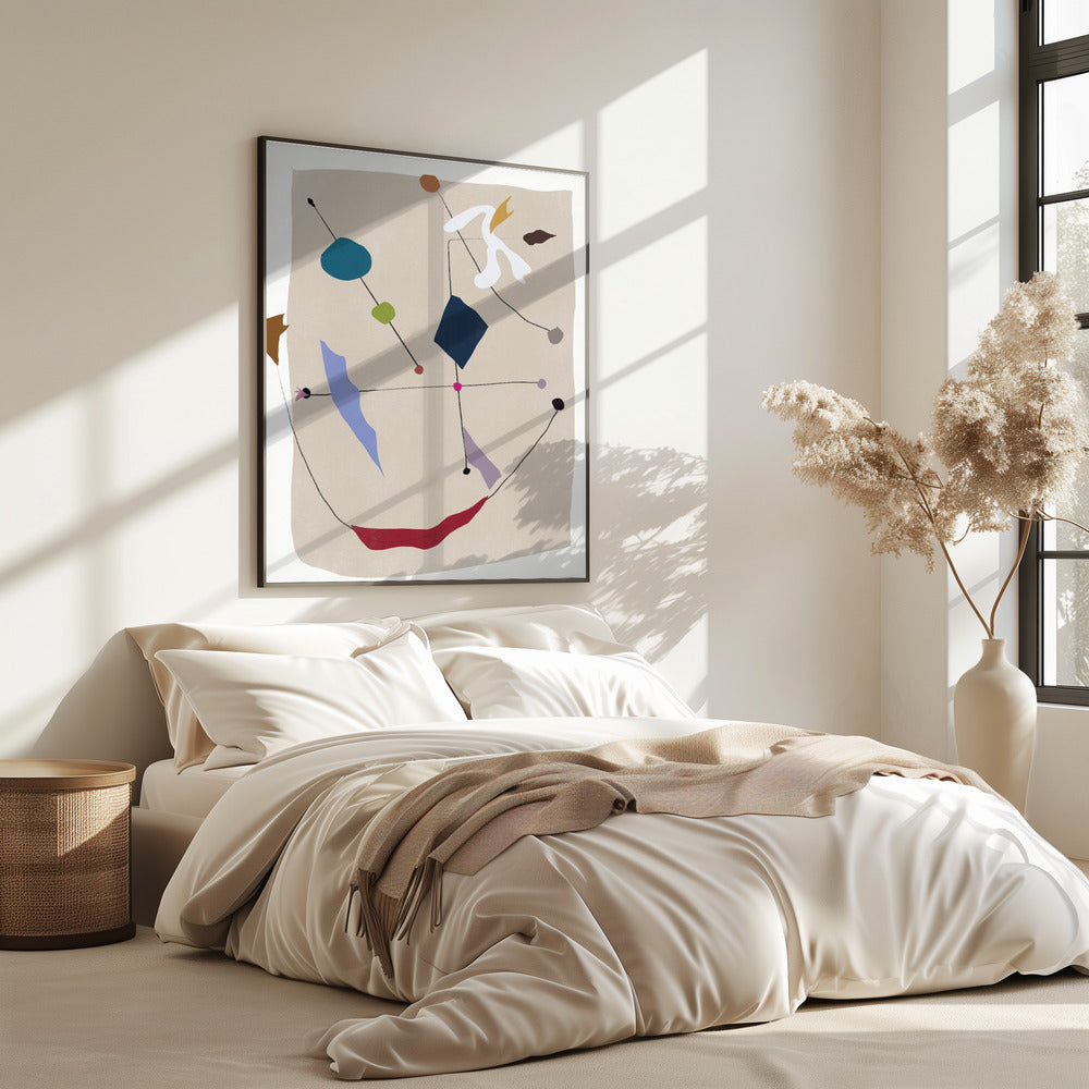 Minimalistische lijnen en kleurrijke vormen | Poster