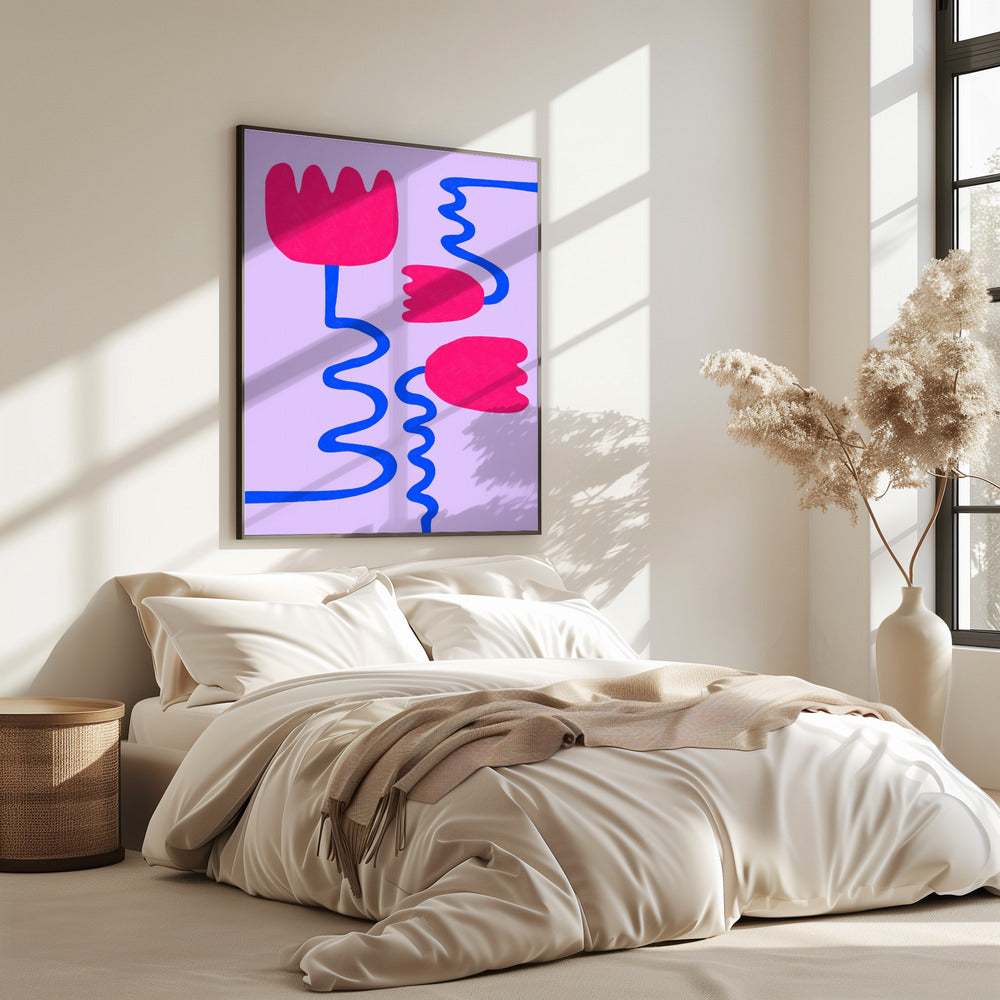 Karmozijnrode bloemen | Poster