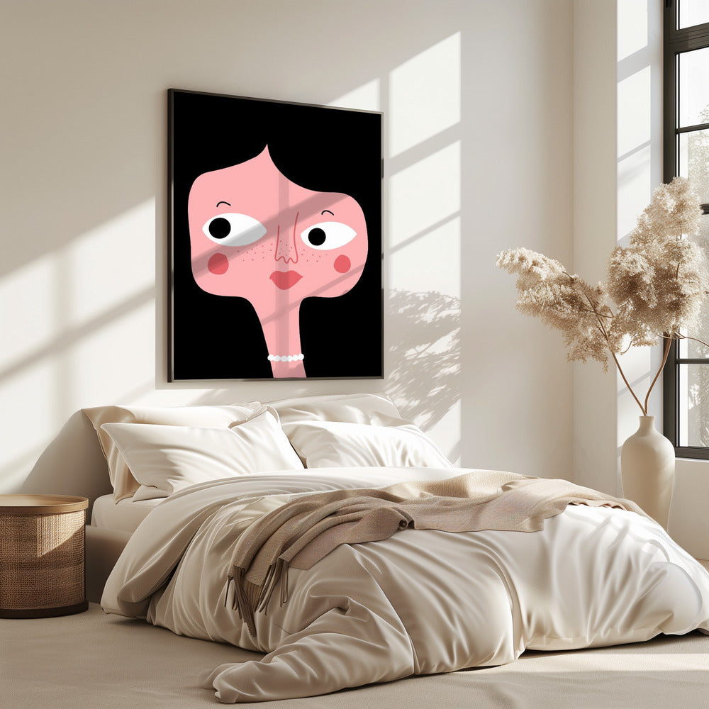 Eigenzinnig roze gezicht | Poster