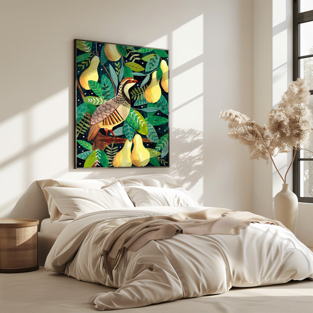 Patrijs in een perenboom | Poster