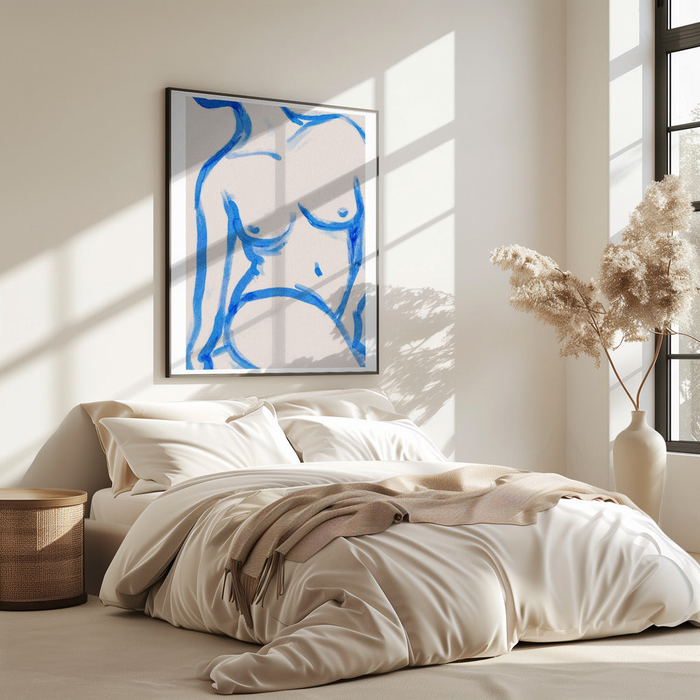 Blauwe contour naakt | Poster