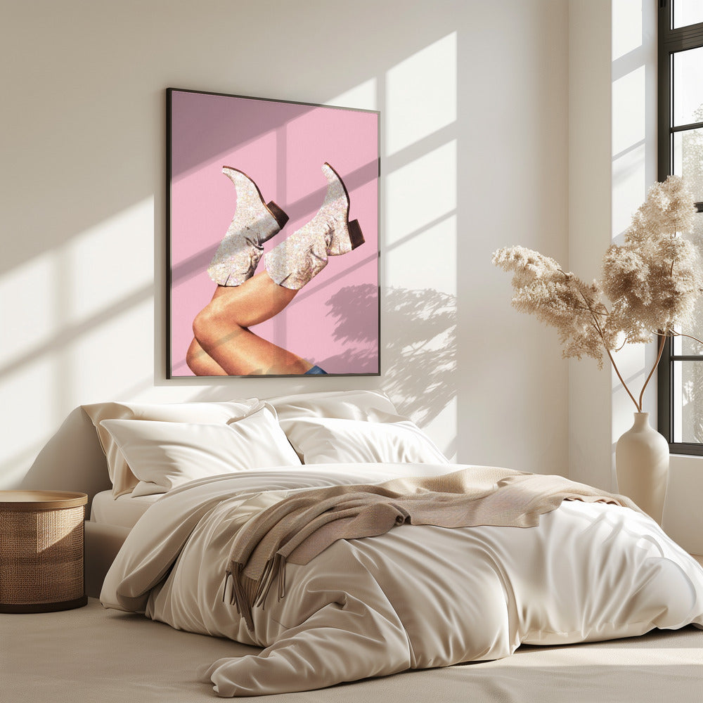 Deze laarzen - Glitterroze II | Poster