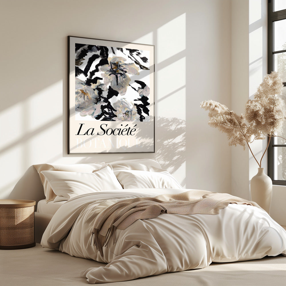 La Société Botanique Zwarte en witte en crèmekleurige bloemen 2 | Poster