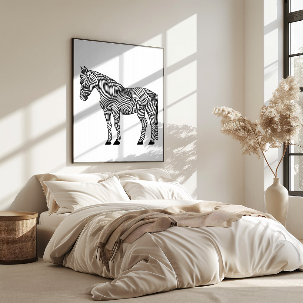 Lijnenkunst Paard | Poster