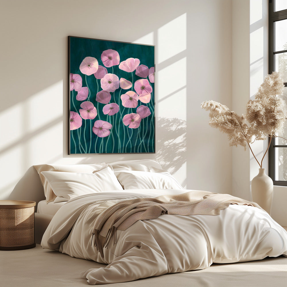 Roze klaprozen | Poster