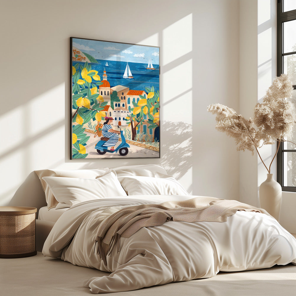 Reisposter vrouw aan de Amalfikust, Italië | Poster