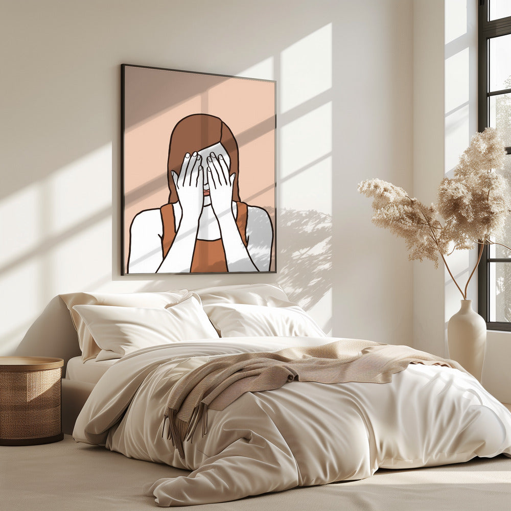 Verlegen vrouw | Poster