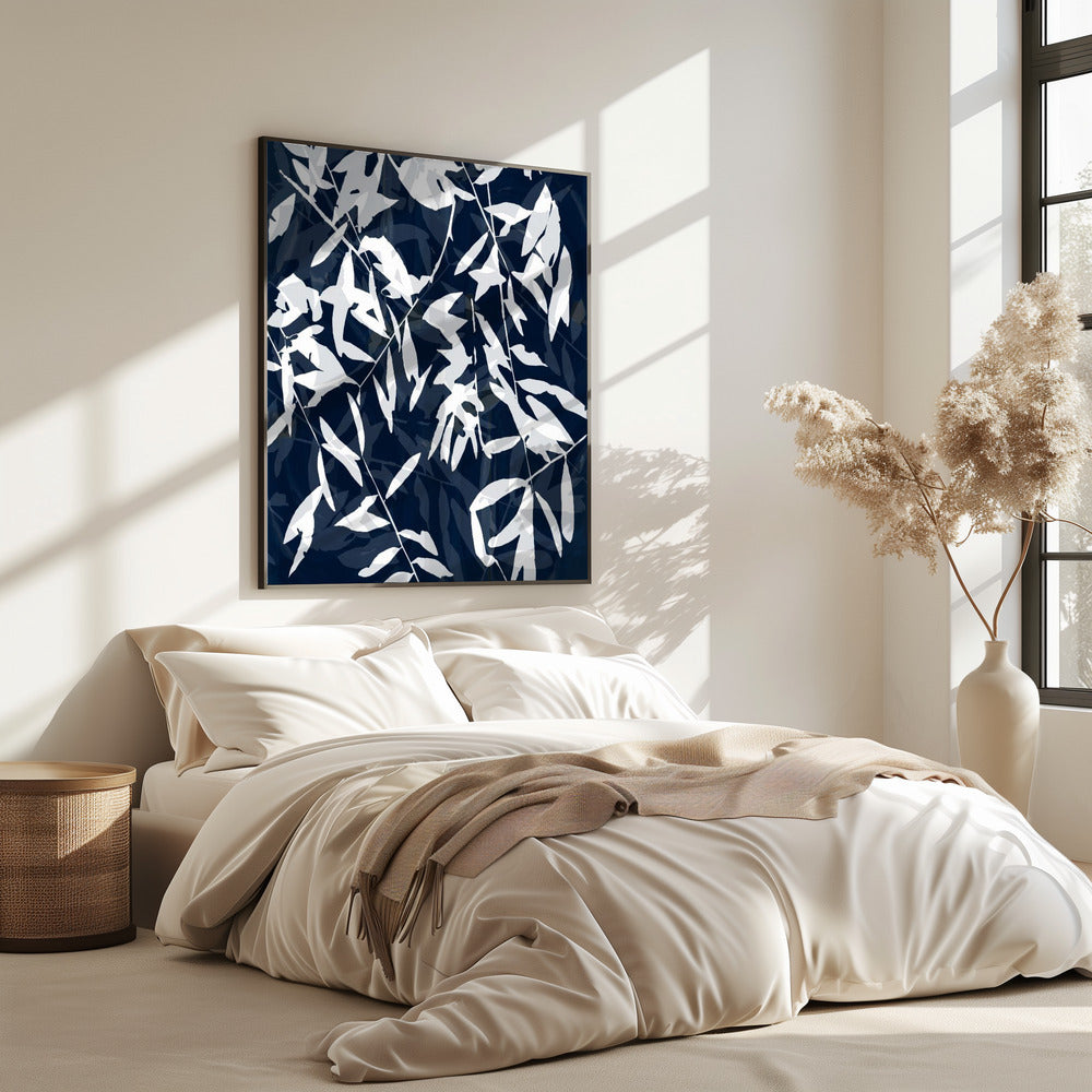 Marineblauwe witte bamboe 2 | Poster