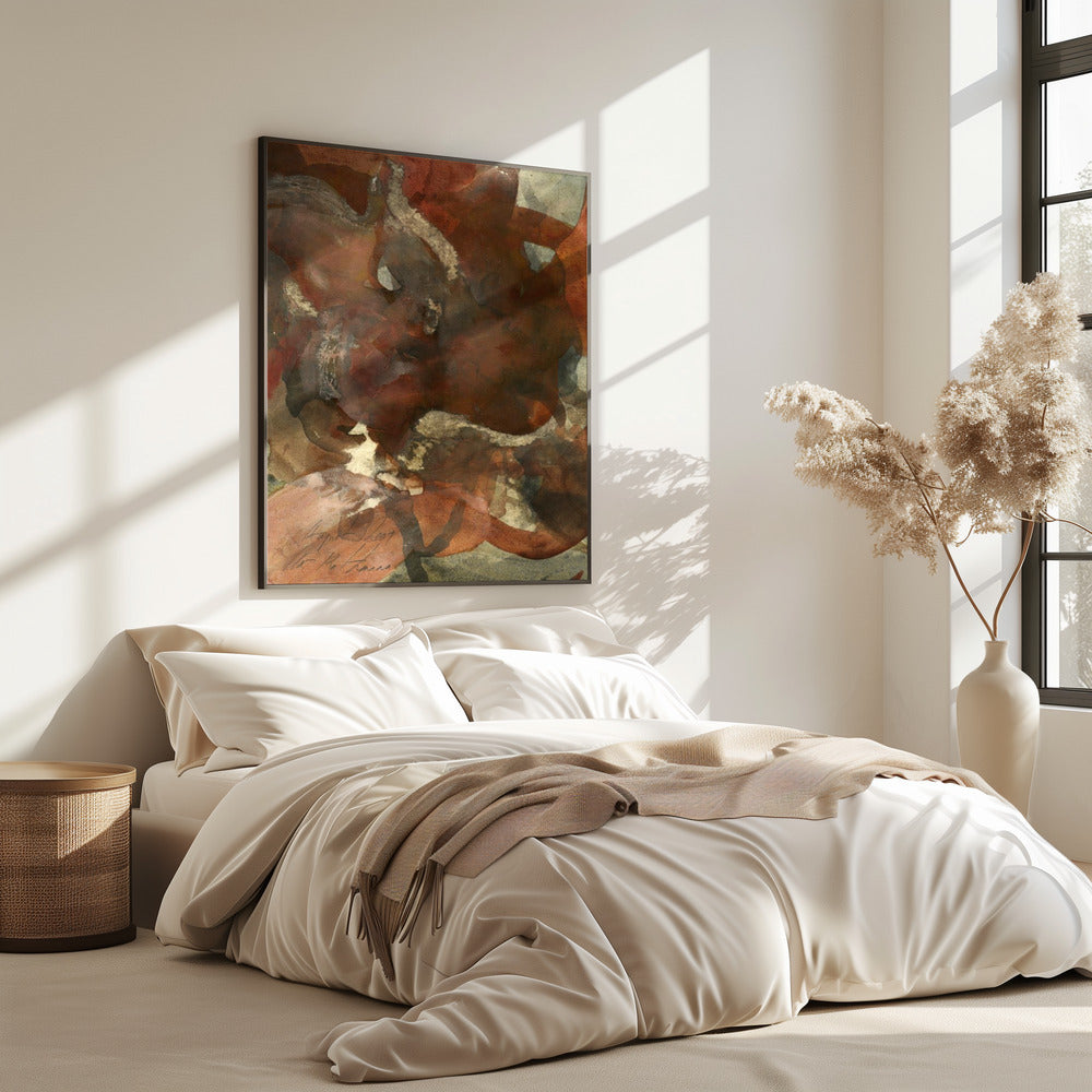 Organic Shapes in Earthy Tones of Brown and Green | Poster