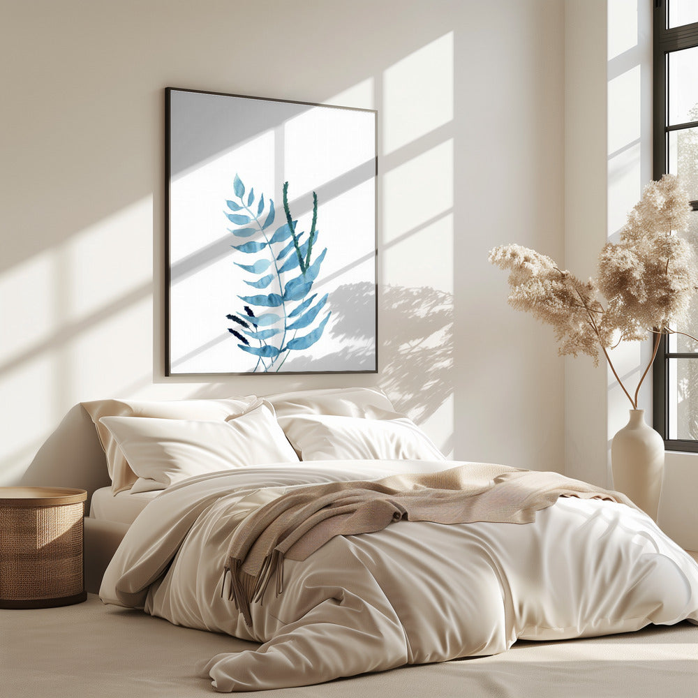 Blauwe aquarelbloemen 2 | Poster