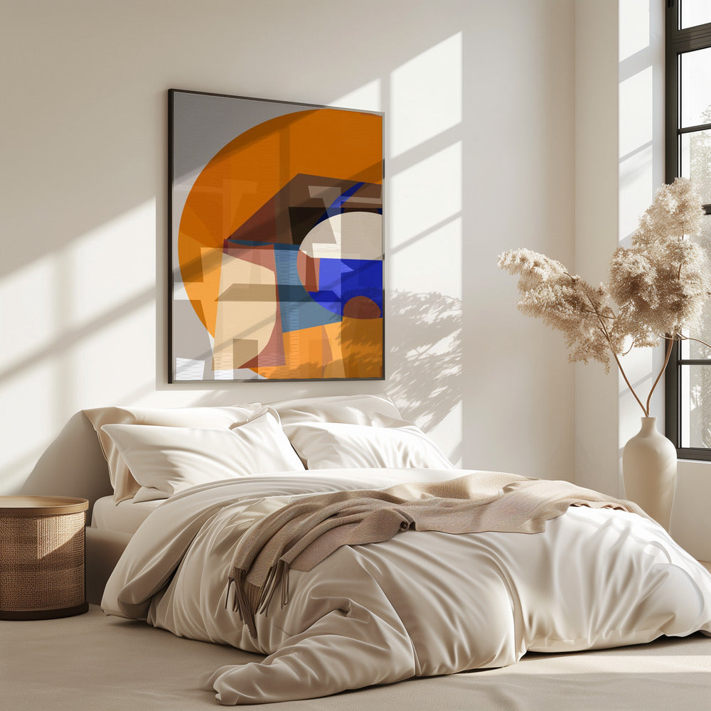 Oranje Blauw Geweven 4 | Poster