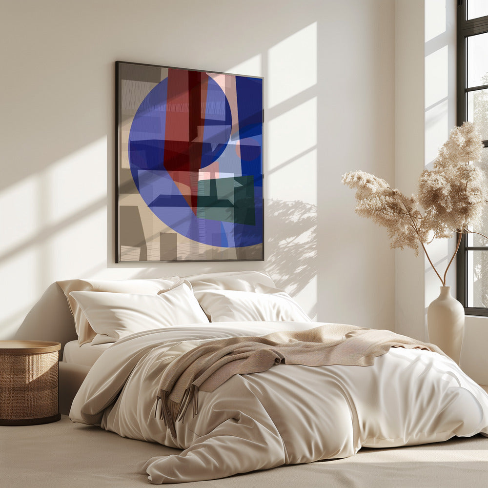 Bruin Blauw Geweven 5 | Poster