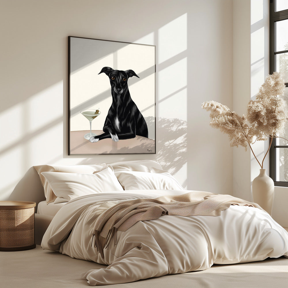 Stijlvolle windhond met martini | Poster