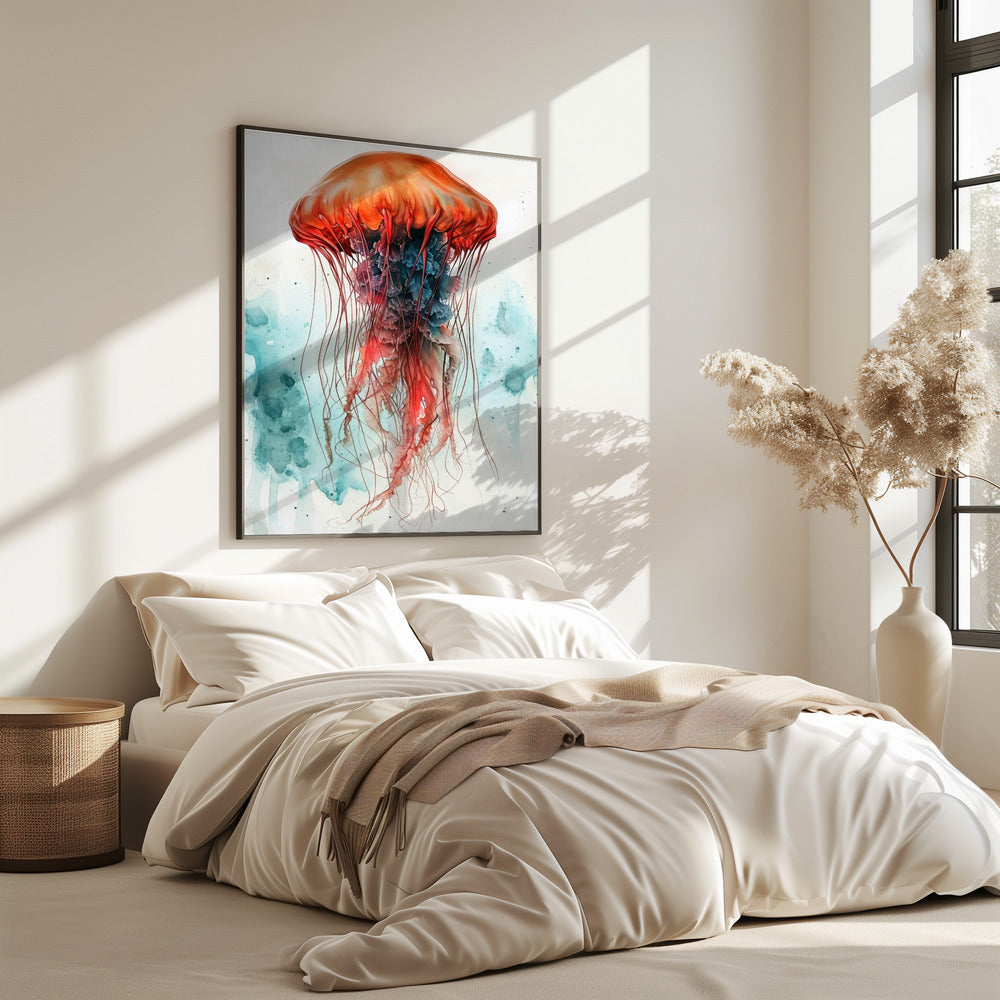 Aquarelkunst van Medusa-zeedieren | Poster