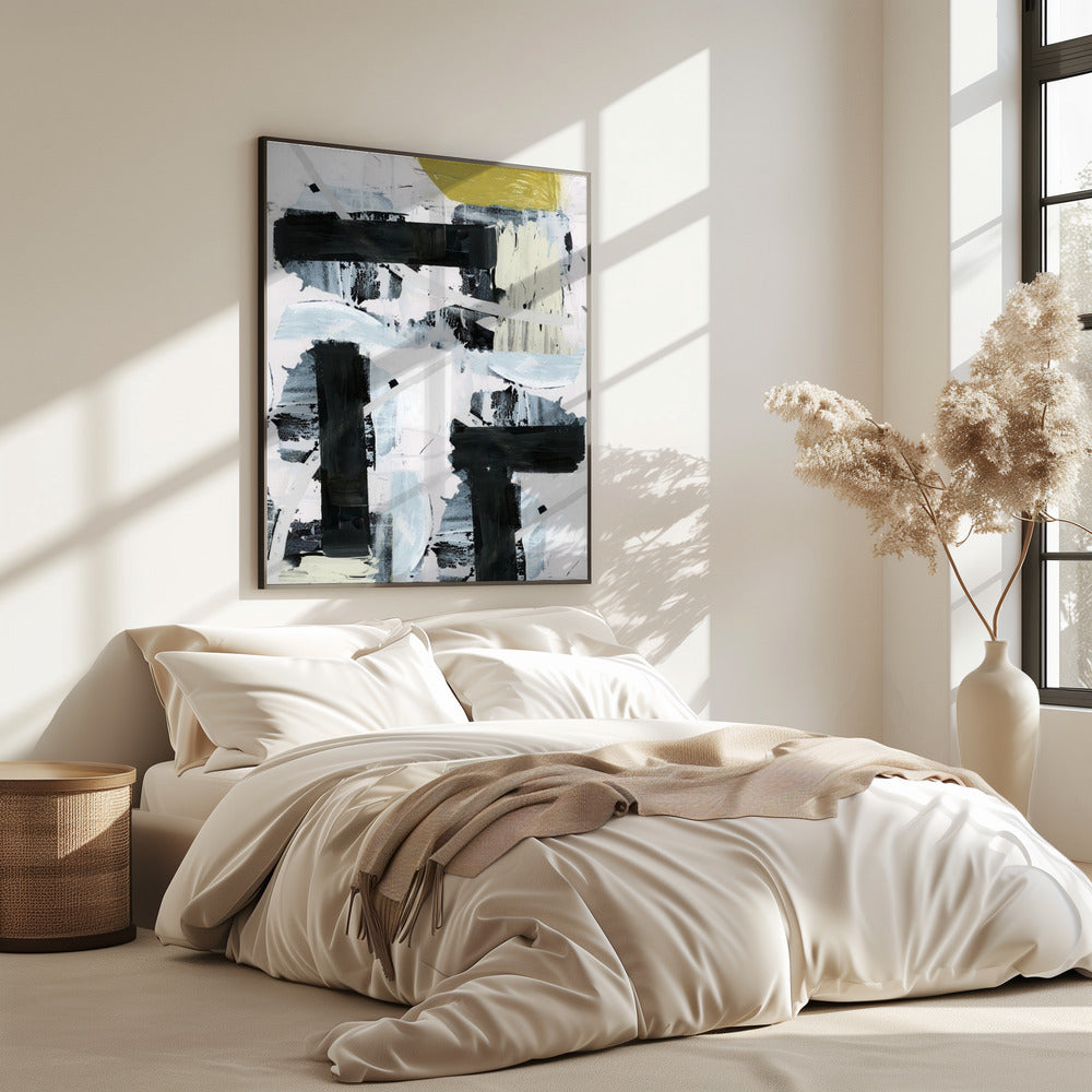 Zwart-wit en goud abstract 1 | Poster