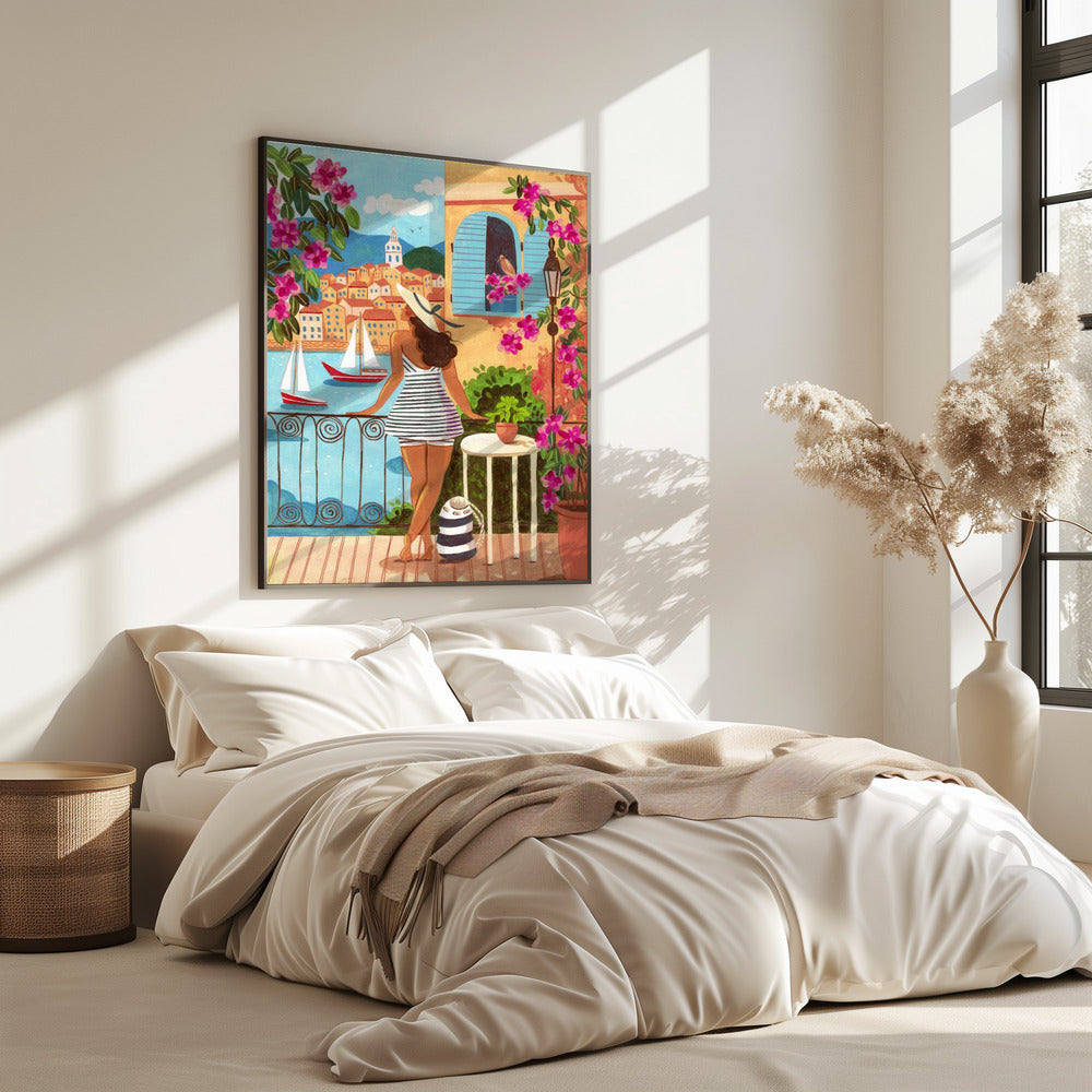 Reisposter vrouw in Saint-Tropez, Frankrijk | Poster