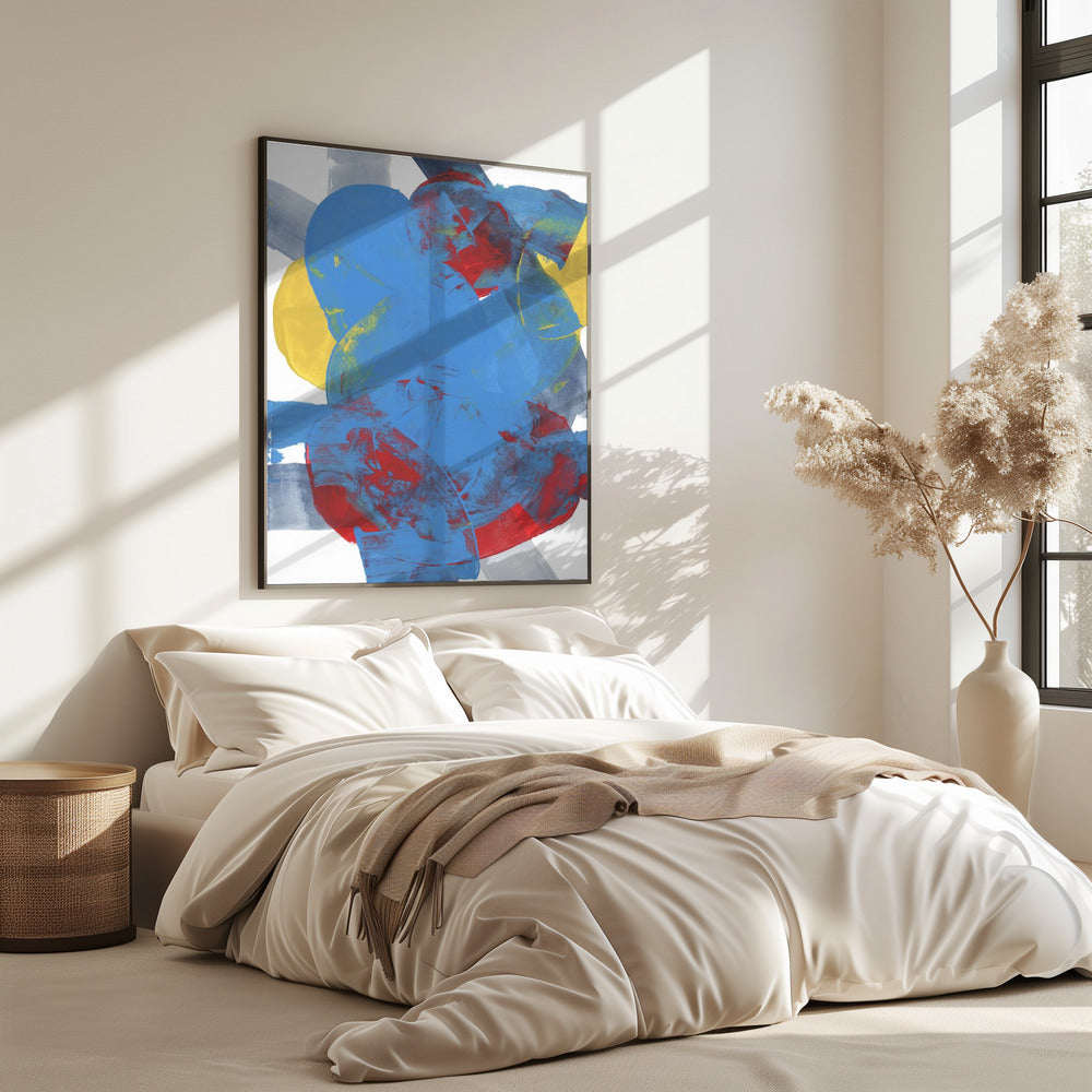 Abstracte Blauwe Rode Gele Vormen 2 | Poster