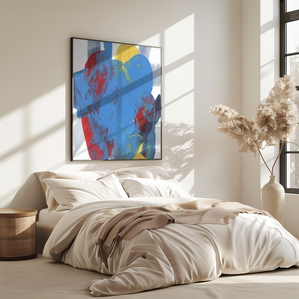 Abstracte blauwe, rode en gele vormen 3 | Poster