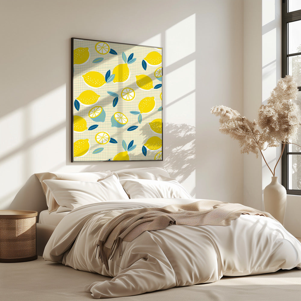 Verse citroenen geruit zonnig | Poster