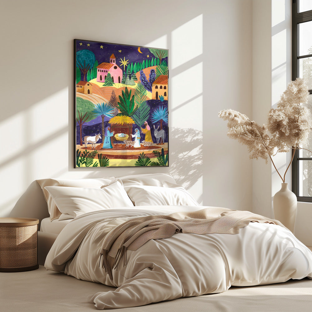Nativity Scene starry night | Poster