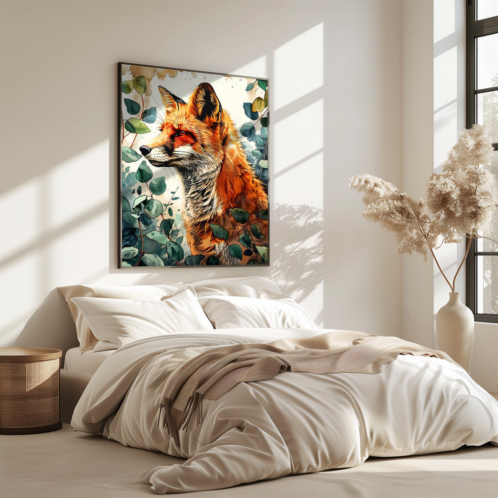 Aquarelkunst van een vos 10 | Poster