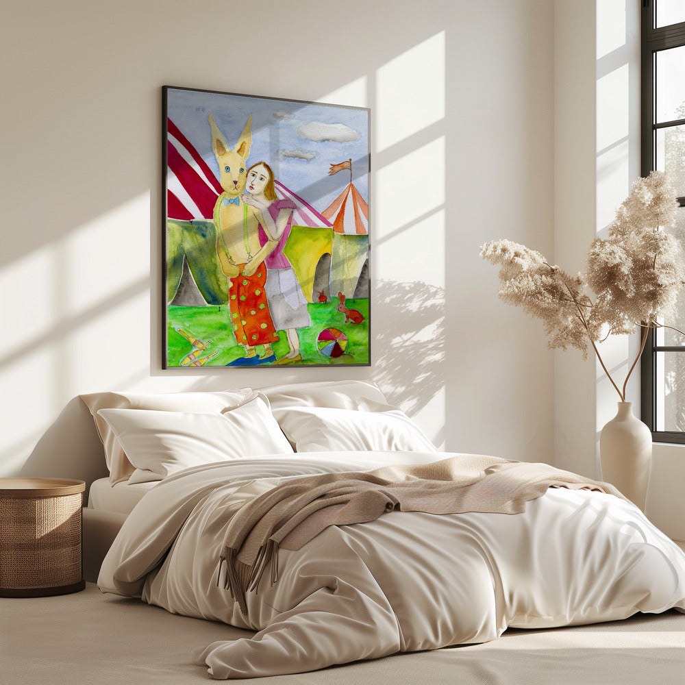 Circusartiesten met konijnen | Poster