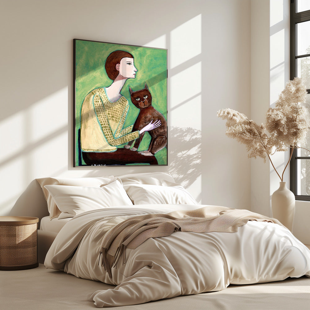 Vrouw met kat | Poster