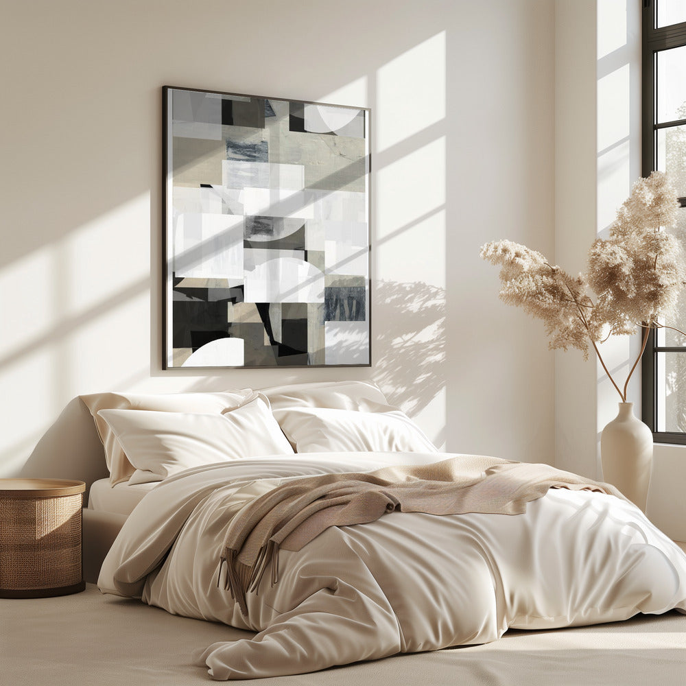 Abstracte Mocha Zwart Wit Compositie Nr. 2 | Poster